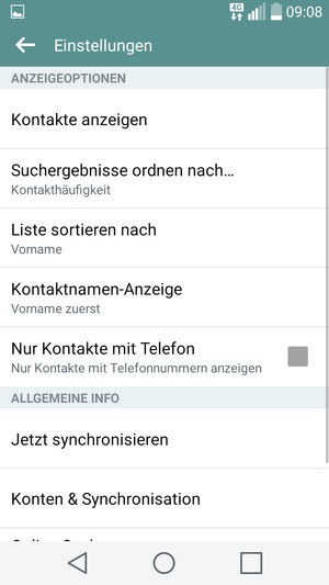 Wählen Sie Konten & Synchronisation