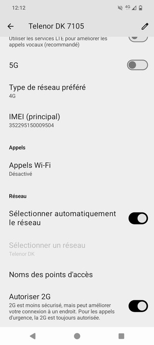 Faites défiler et sélectionnez Noms des points d'accès