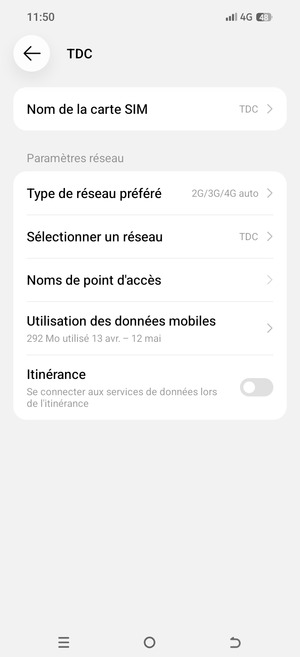 Pour changer de réseau en cas de problèmes de réseau, faites défiler et sélectionnez Sélectionner un réseau