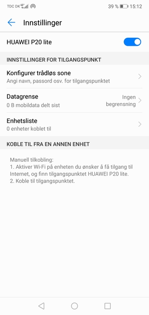 Telefonen din er konfigurert for bruk som et modem
