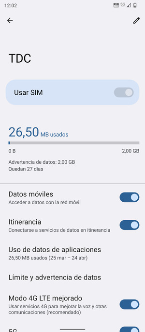 Activar o desactivar Itinerancia