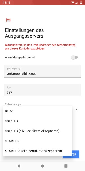 Wählen Sie Keine und WEITER