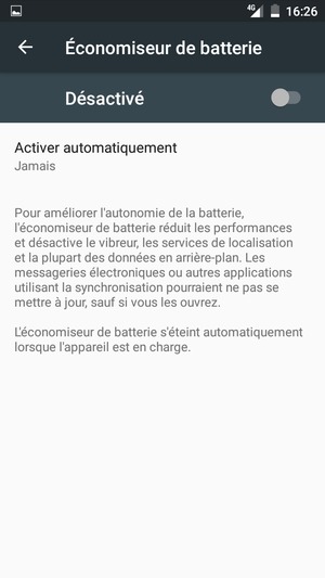 Activer le Économiseur de batterie