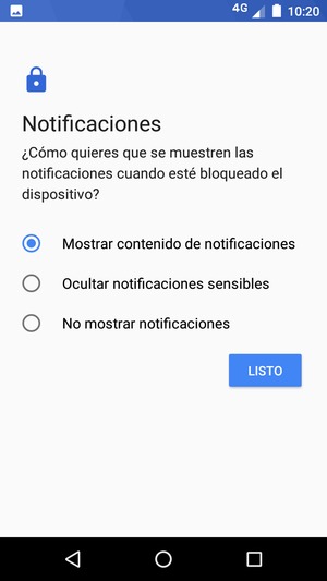 Seleccione la opción deseada y seleccione LISTO
