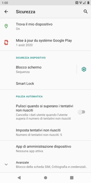 Per cambiare il PIN della scheda SIM, scorri e seleziona Avanzate