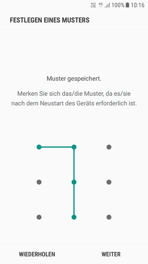 Zeichnen Sie ein Entsperrmuster und wählen Sie WEITER