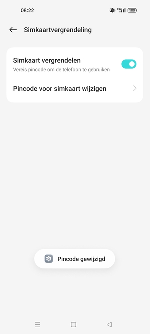 Uw Pincode voor simkaart is gewijzigd