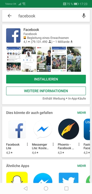 Wählen Sie die App