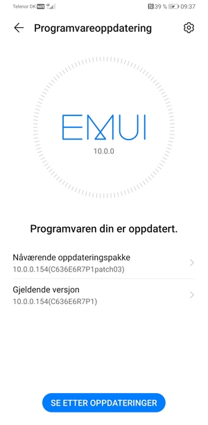 Hvis telefonen din er oppdatert, vil du se følgende skjermbilde