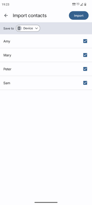 Select the v button