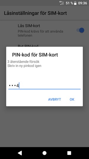 Bekräfta din nya PIN-kod för SIM-kort och välj OK