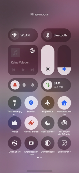 Wählen Sie  Klingel, um wieder in den Ton-Modus zu wechseln