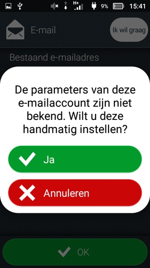 Selecteer Ja