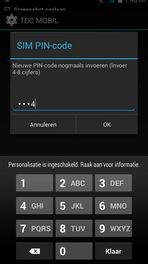 Bevestig uw nieuwe SIM PIN-code en selecteer OK