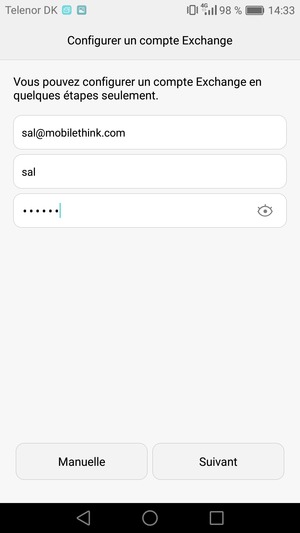 Saisissez votre adresse e-mail, votre nom d'utilisateur et votre mot de passe. Sélectionnez Suivant