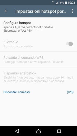 Seleziona Configura hotspot