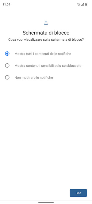 Seleziona la tua opzione preferita e poi Fine