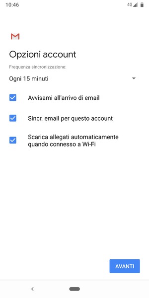 Seleziona AVANTI