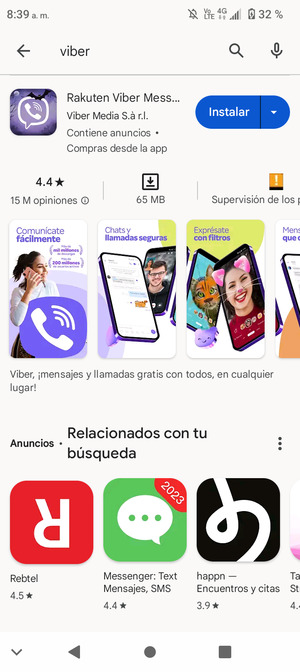 Seleccione la aplicación