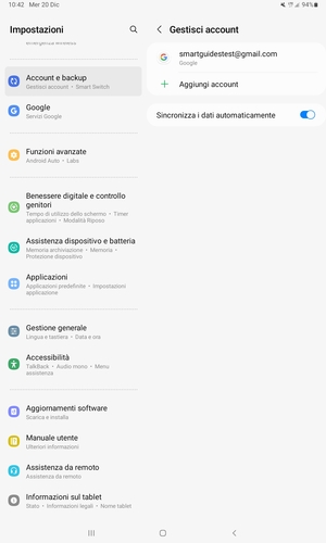 Seleziona il tuo account Google