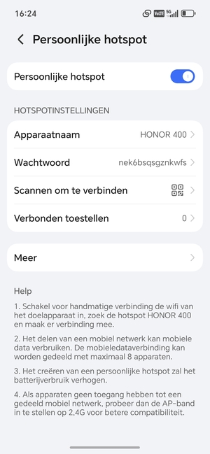 Uw telefoon is nu geïnstalleerd voor gebruik als modem
