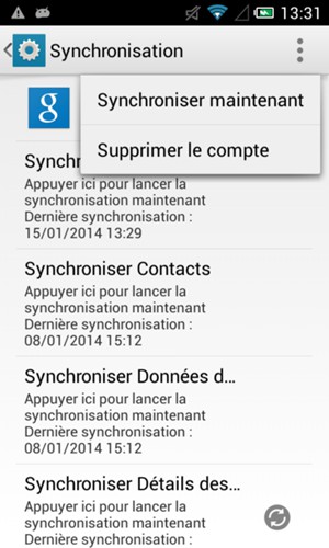 Sélectionnez Synchroniser maintenant