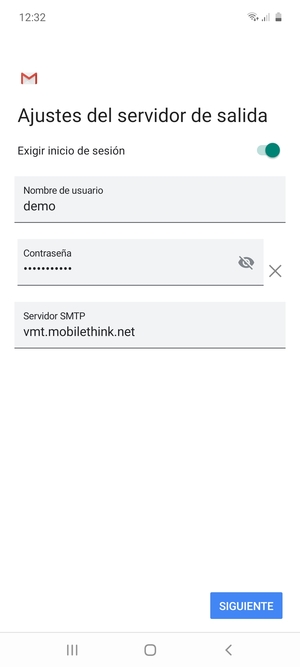 Introduzca la dirección de servidor de salida