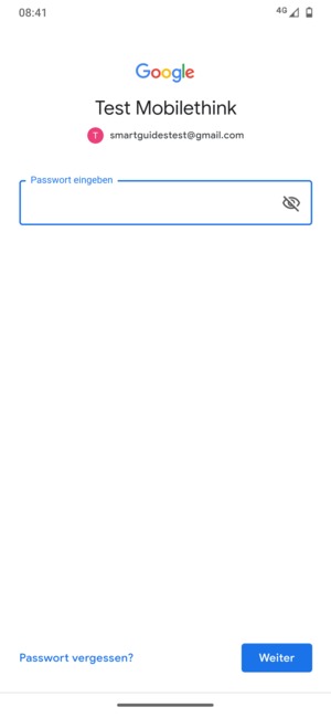 Geben Sie Ihre Passwort ein und wählen Sie Weiter