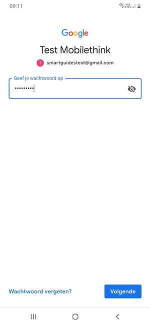 Voer uw Gmail wachtwoord in en selecteer Volgende