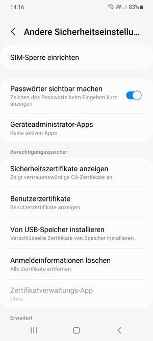 Wählen Sie SIM-Sperre einrichten