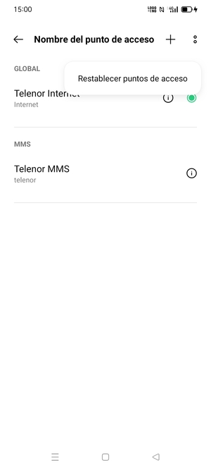 Seleccione Restablecer puntos de acceso