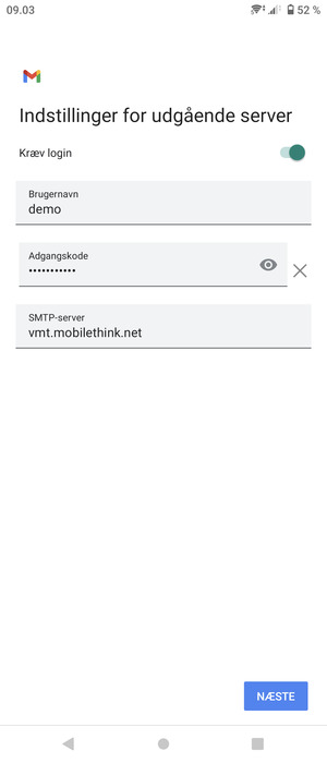 Indtast udgående serveradresse