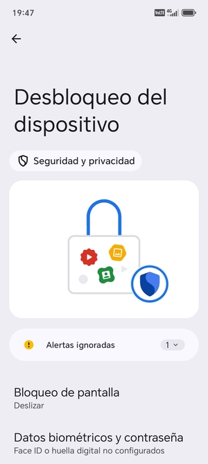 Seleccione Bloqueo de pantalla