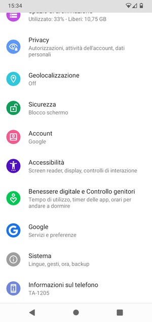 Scorri e seleziona Sistema