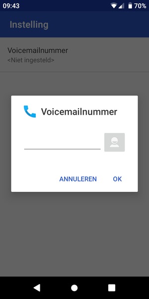 Voer het Voicemailnummer in en selecteer OK