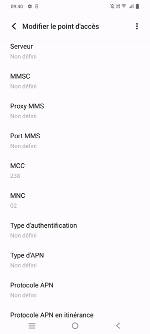 Faites défiler vers le bas et saisissez les informations MMS
