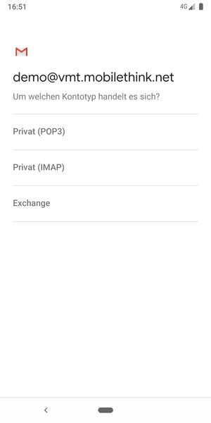 Wählen Sie Privat (POP3) oder Privat (IMAP)