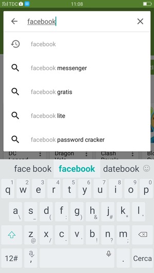 Inserisci il nome dell'app e seleziona Cerca