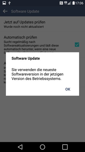 Falls Ihr Handy aktualisiert ist, wählen Sie OK