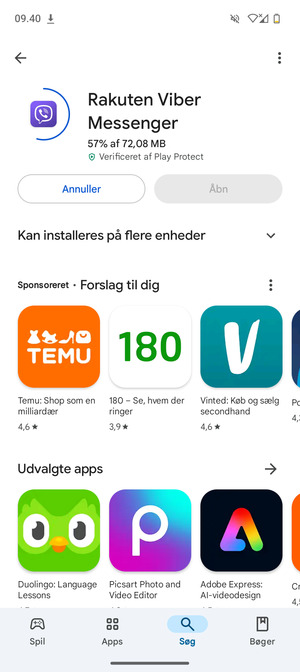 Afvent at installeringen er afsluttet