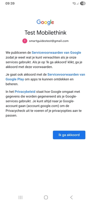 Selecteer Ik ga akkoord