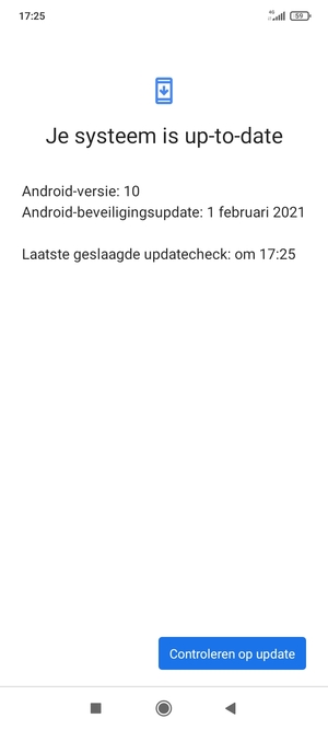 Als uw telefoon up-to-date is, zult u het volgende scherm zien