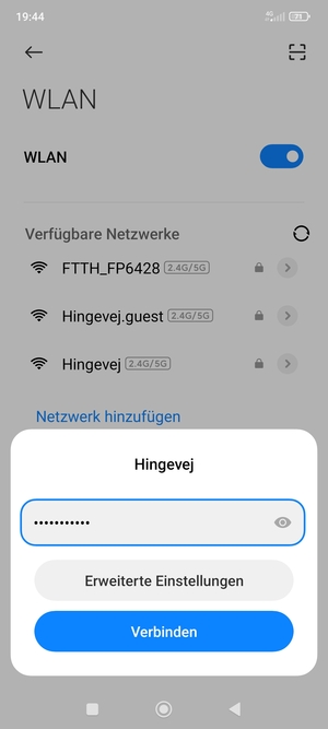 Geben Sie das WLAN-Passwort ein und wählen Sie Verbinden