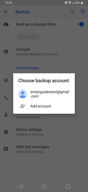 Select your backup account
