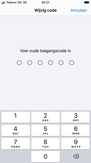 Voer uw oude wachtwoordcode in