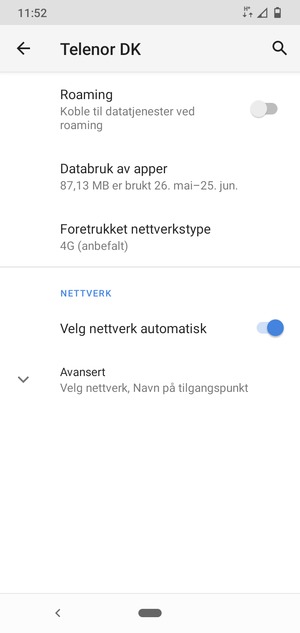 Velg Avansert
