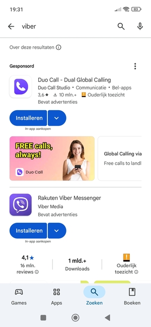 Selecteer de app