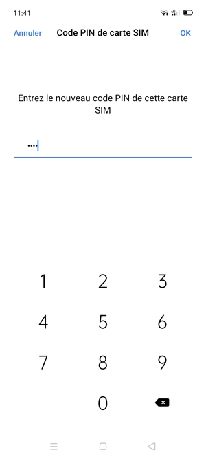 Saisissez votre nouveau code PIN de carte SIM et sélectionnez OK