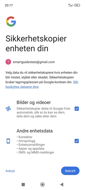 Velg ønsket alternativ og velg Bekreft
