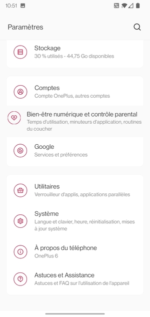 Faites défiler et sélectionnez Système